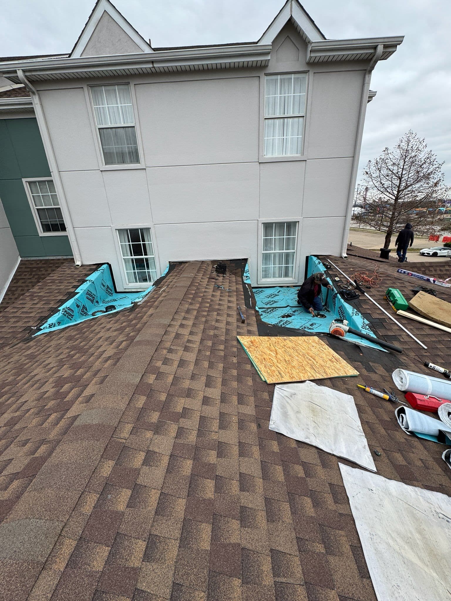 Roll Roofing Installation at Marriot Hotel