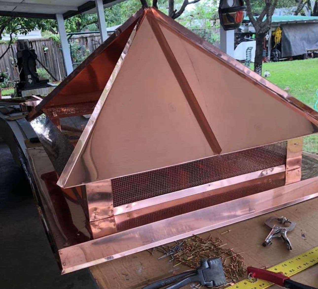 Shiny Copper Chimney Cap by Storm Roofing Heroes image